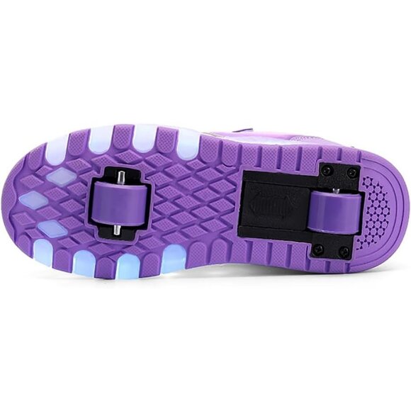 Kid's Purple New Upgraded Wheels Shiny Dark Roller Skates Skate Beautiful Shoes - Picture 4 of 7